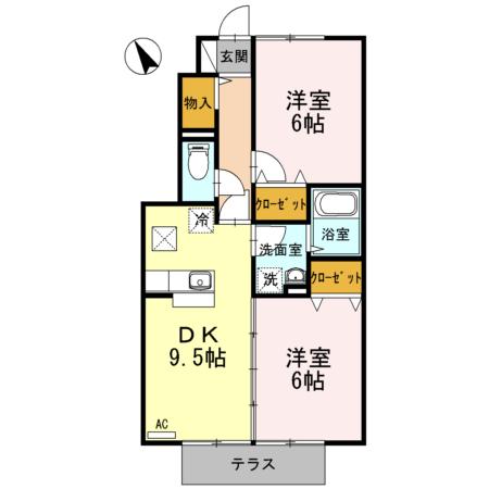 サンローズコート(2DK/1階)の間取り写真