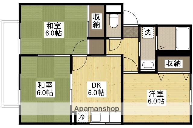 プレジール高田Ⅰ(3DK/2階)の間取り写真