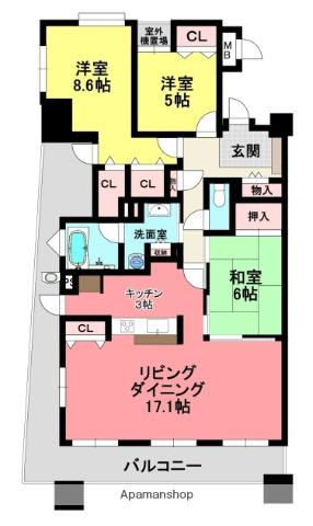 アーバンビュー尾道西御所(3LDK/13階)の間取り写真