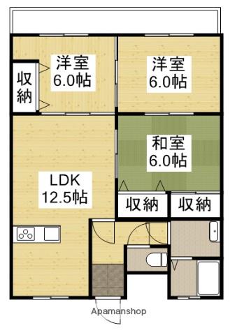 パークヒルズ熊野(3LDK/5階)の間取り写真