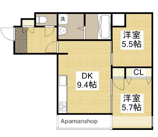 藤井ビル(2DK/2階)の間取り写真