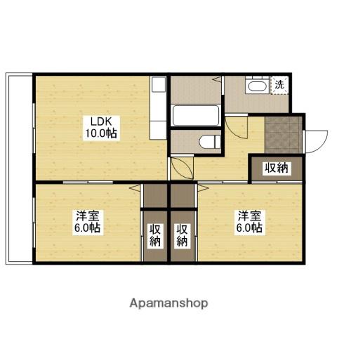 岡田マンション(2LDK/2階)の間取り写真