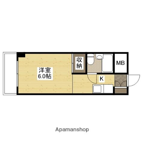 山陽本線 東福山駅 徒歩3分 8階建 築34年(1K/7階)の間取り写真