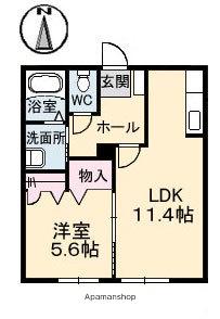 ボン・エール(1LDK/1階)の間取り写真