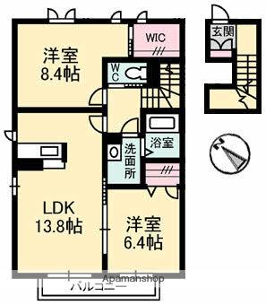 ガーデンズ多治米A棟(2LDK/2階)の間取り写真