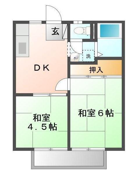 パークハイツ橋本 A(2DK/2階)の間取り写真