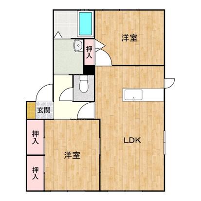テシマヤード B棟(2LDK/2階)の間取り写真
