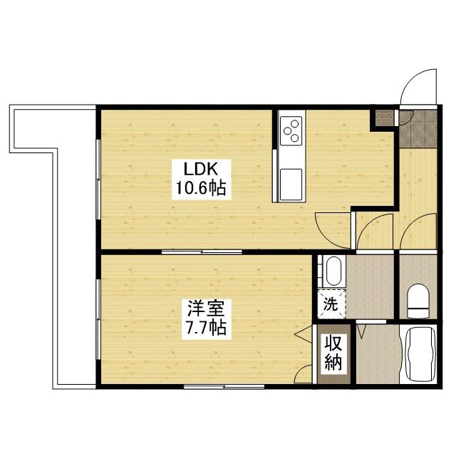 メゾンヒカリエ(1LDK/3階)の間取り写真