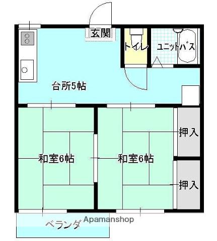 アメニティ東福山(2K/2階)の間取り写真