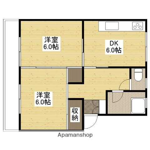 沖マンション(2DK/3階)の間取り写真