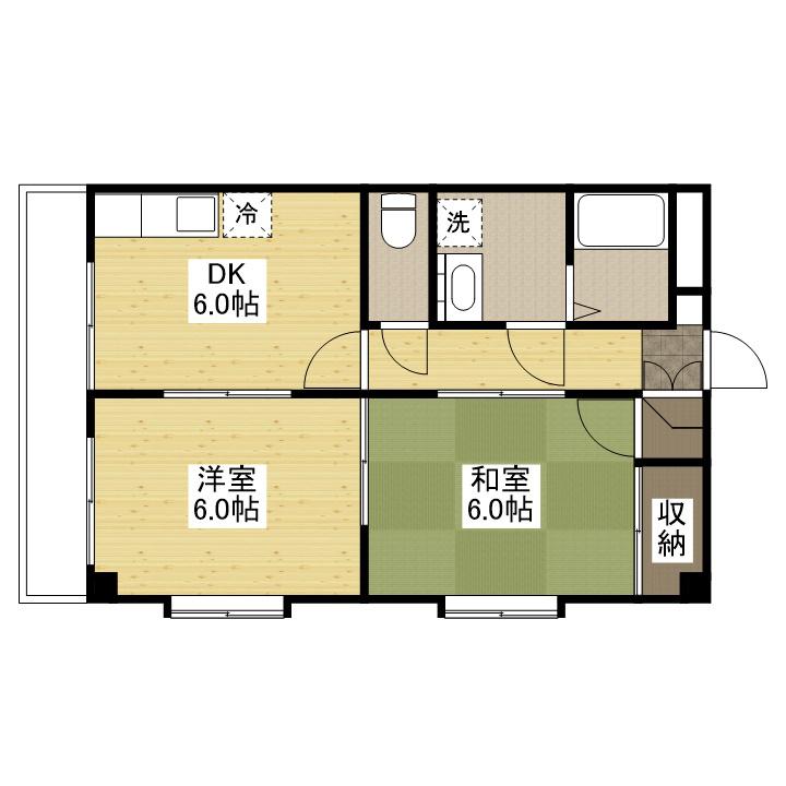 グレイスランド(2DK/3階)の間取り写真