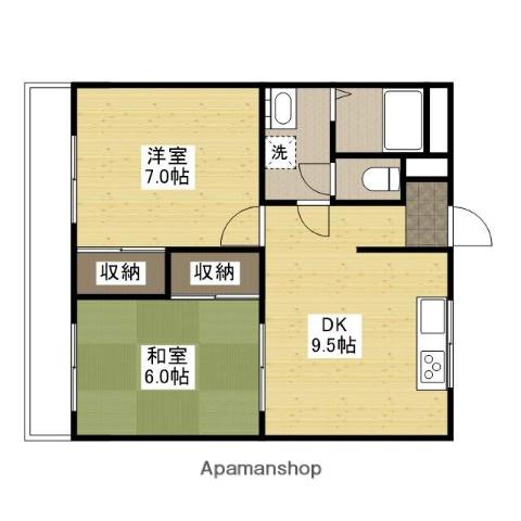 サン・オーレ新涯(2DK/3階)の間取り写真