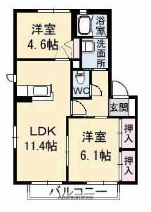 フィグタウン2I棟(2LDK/1階)の間取り写真