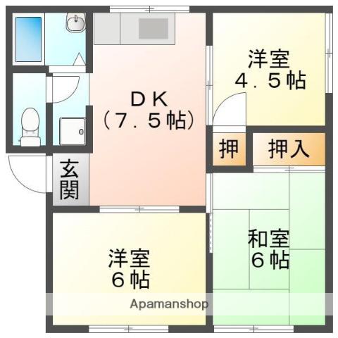 やまぐちハイツ(3DK/1階)の間取り写真