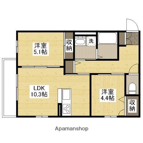 ウィズハイムMIYUKIⅡ(2LDK/2階)の間取り写真