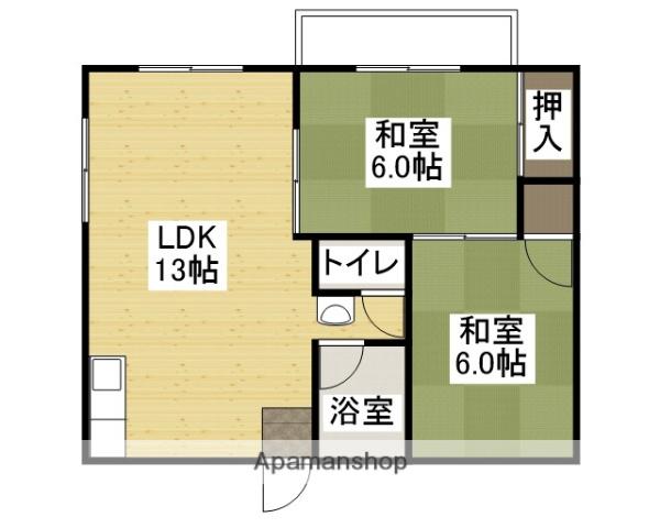 オリーブコート東川口A(2LDK/1階)の間取り写真