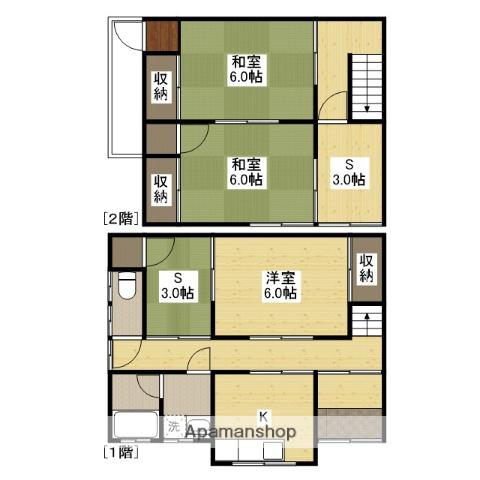 福塩線 福山駅 徒歩14分 2階建 築54年(3K)の間取り写真