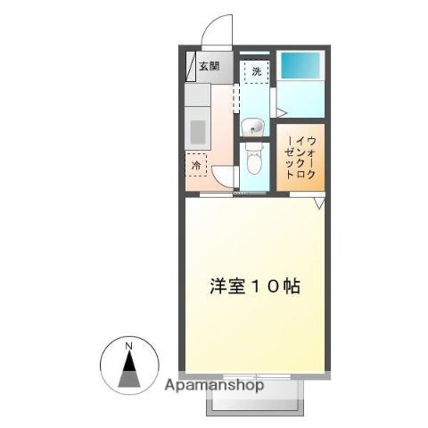 ウェル上加茂(1K/2階)の間取り写真