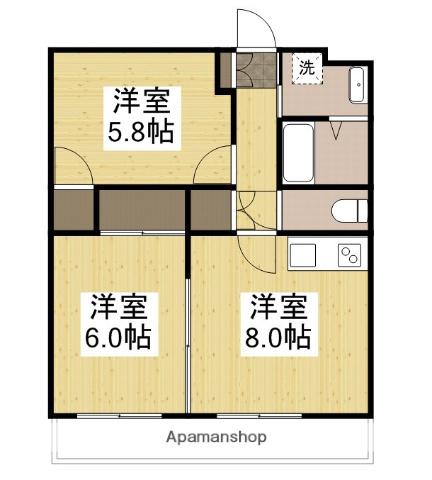 グランドールT(2DK/1階)の間取り写真