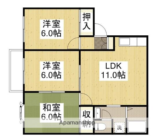 ゆめタウン・ヴィヴィC(3LDK/2階)の間取り写真