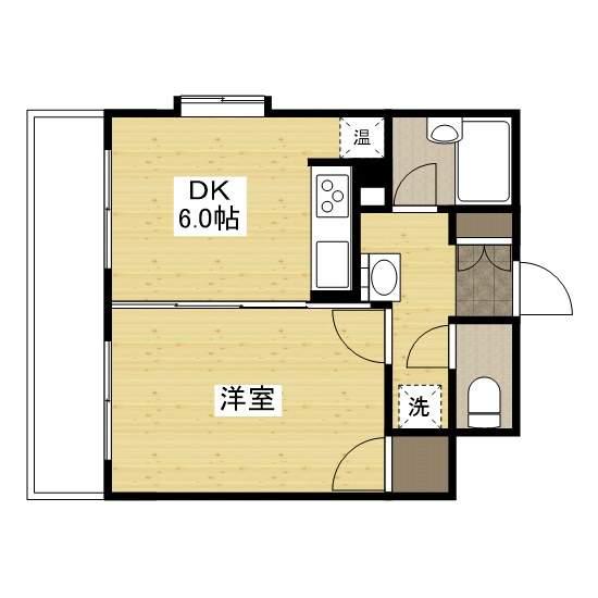 コスモス南蔵王(1DK/4階)の間取り写真