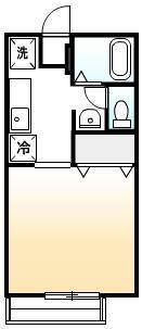 ビーライン川南A(1K/2階)の間取り写真