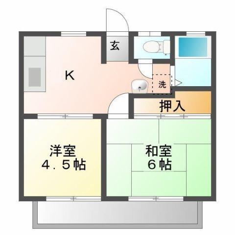 ホワイトハウス春日(2K/2階)の間取り写真