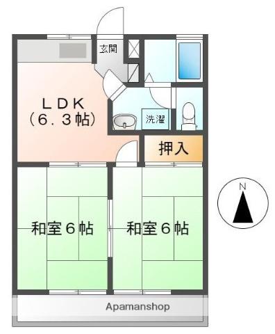 木之庄スライブ(2DK/3階)の間取り写真