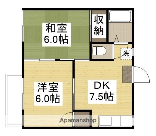 ラピタ横尾(2DK/1階)の間取り写真