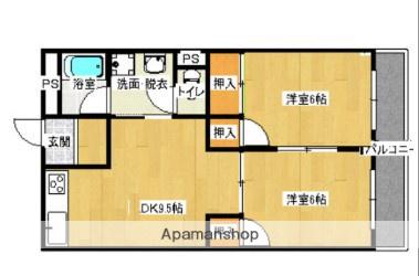 サン・オーレ東福山(2DK/4階)の間取り写真