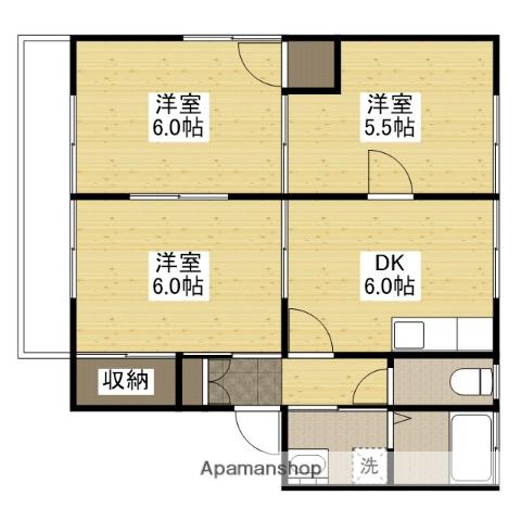 田中コーポB(3DK/2階)の間取り写真