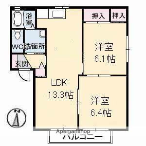 サンライフ城興(2LDK/2階)の間取り写真