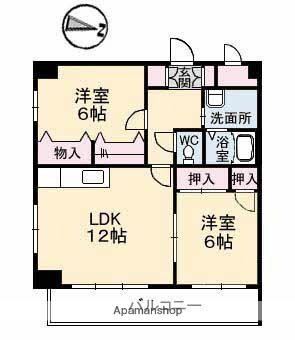 五豊マンション(2LDK/5階)の間取り写真