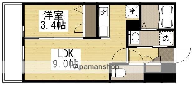 月光福山三吉町(1LDK/1階)の間取り写真
