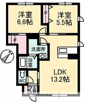 グランマスト川口 A棟(2LDK/1階)の間取り写真