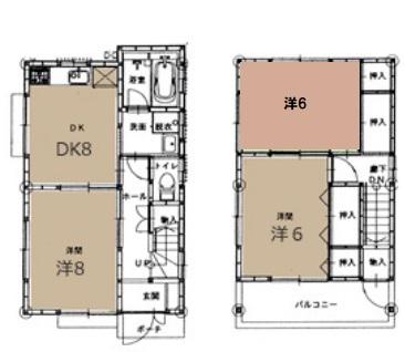 福塩線 湯田村駅 徒歩9分 2階建 築21年(3DK)の間取り写真