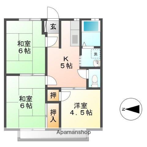 サンライフメート B(3K/1階)の間取り写真