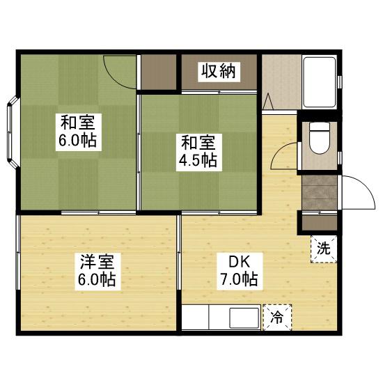 パレスナカシマ木之庄(3DK/1階)の間取り写真