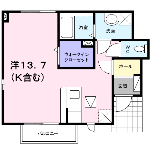 セブンフォレスト(ワンルーム/1階)の間取り写真