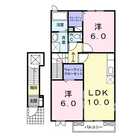 ステージ芦田川C(2LDK/2階)の間取り写真
