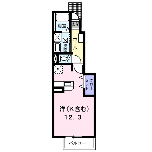 ベルシティSATOB(ワンルーム/1階)の間取り写真