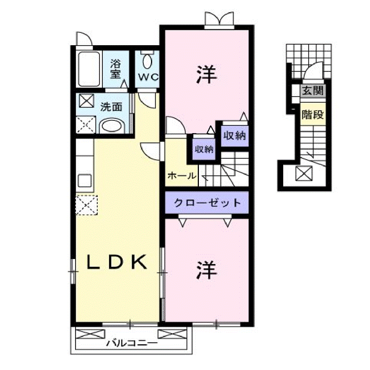 グレイスステージA(2LDK/2階)の間取り写真