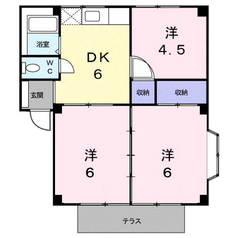 シティハイツクリスタル(3DK/1階)の間取り写真