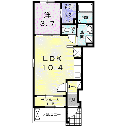 ラピスⅡ(1LDK/1階)の間取り写真