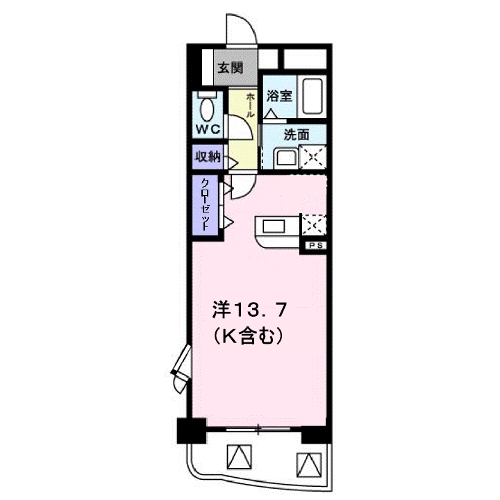 アルカディア南蔵王(ワンルーム/1階)の間取り写真