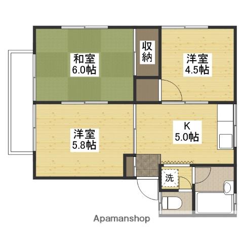 コーポサンライズ西深津(3K/2階)の間取り写真