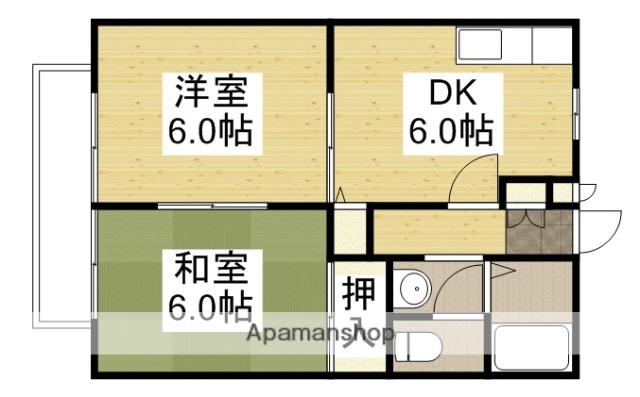 ヴェルデュこんどう(2DK/2階)の間取り写真
