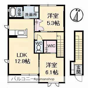 スターライト B棟(2LDK/2階)の間取り写真