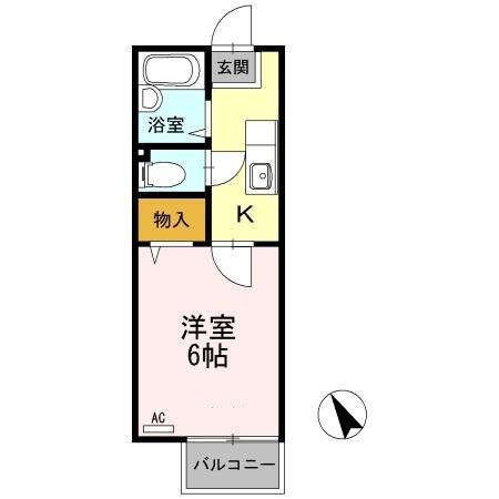 リビエールアンA棟(1K/2階)の間取り写真