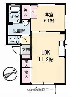 クレスト21A棟(1LDK/2階)の間取り写真